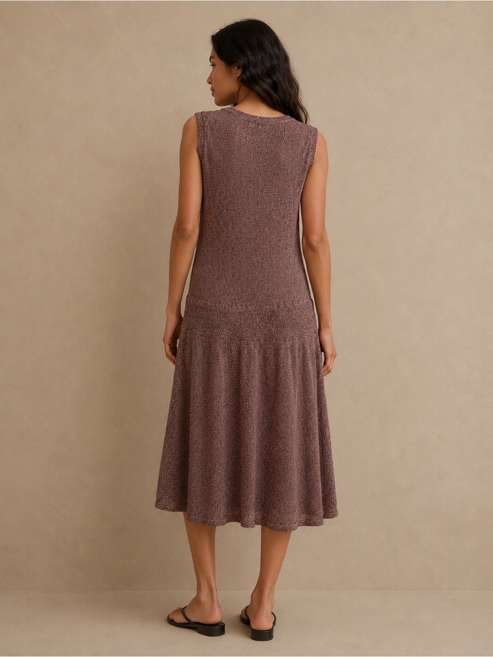 Jones New York Metallic Purple& Gold Sleeveless Textured Midi Sweater Dress Sz L - Picture 2 of 6